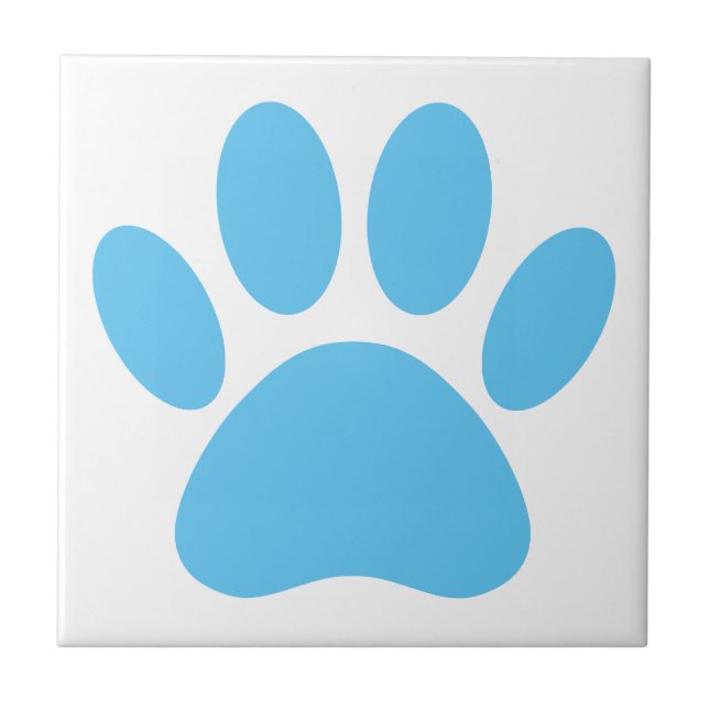 Blue Dog Pawprint Tile Fliese (Vorderseite)