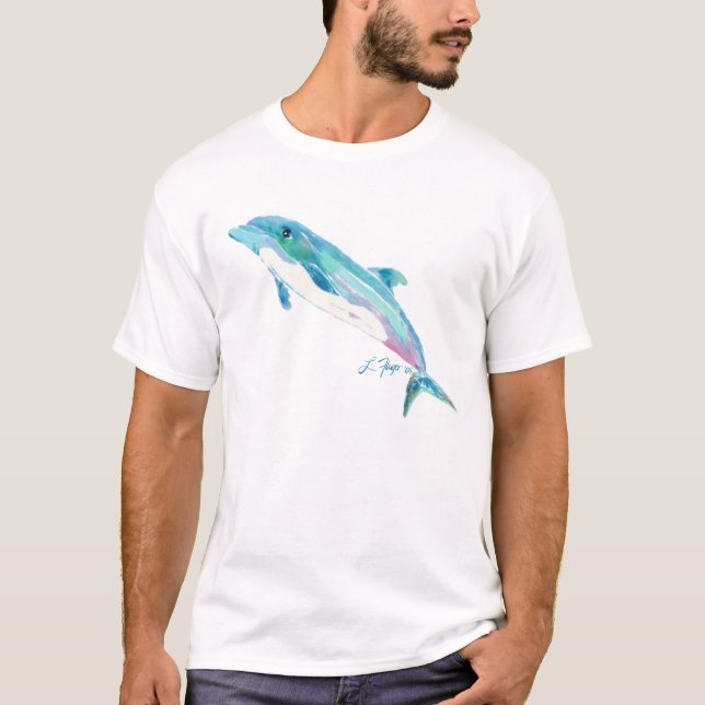 Blue Dolphin Art T Shirt Bekleidung (Vorderseite)