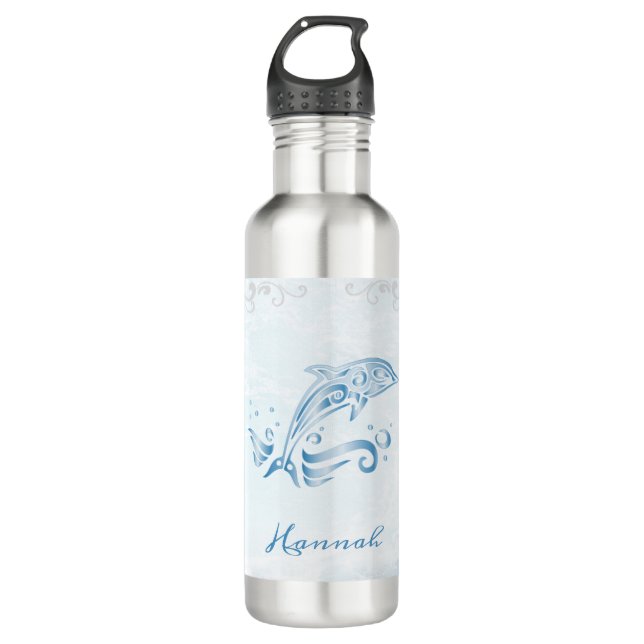Blue Dolphin Personalisiert Edelstahlflasche (Vorderseite)