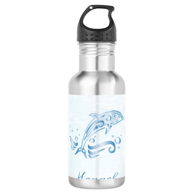 Blue Dolphin Personalisiert Edelstahlflasche (Vorderseite)