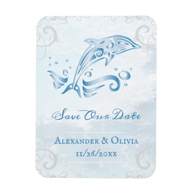 Blue Dolphin Save the Date Magnet (Vertikal)