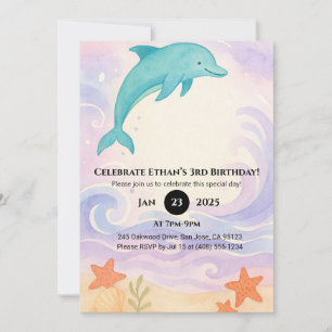 Blue Dolphin & Starfish Ocean Geburtstag Einladung