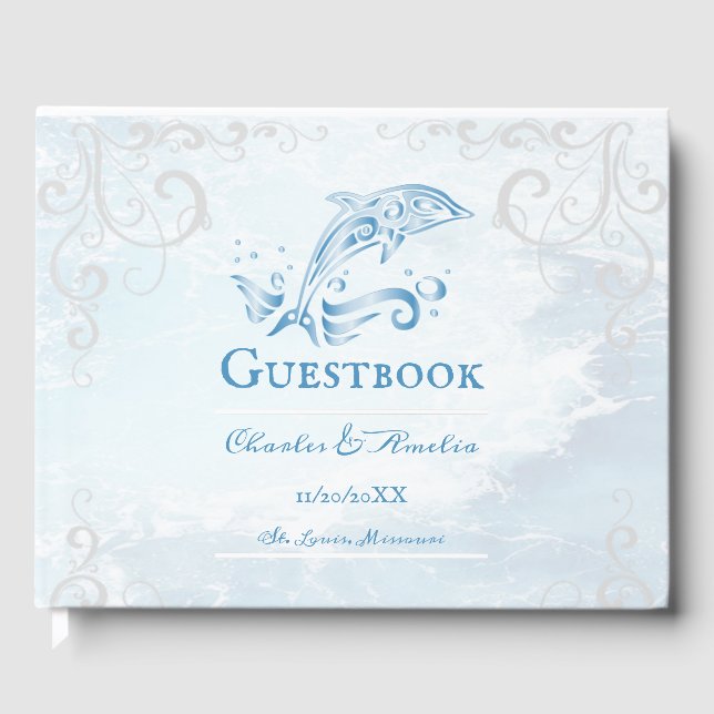 Blue Dolphin Wedding Guestbook Gästebuch (Vorderseite)