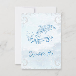 Blue Dolphin Wedding Table Card Einladung