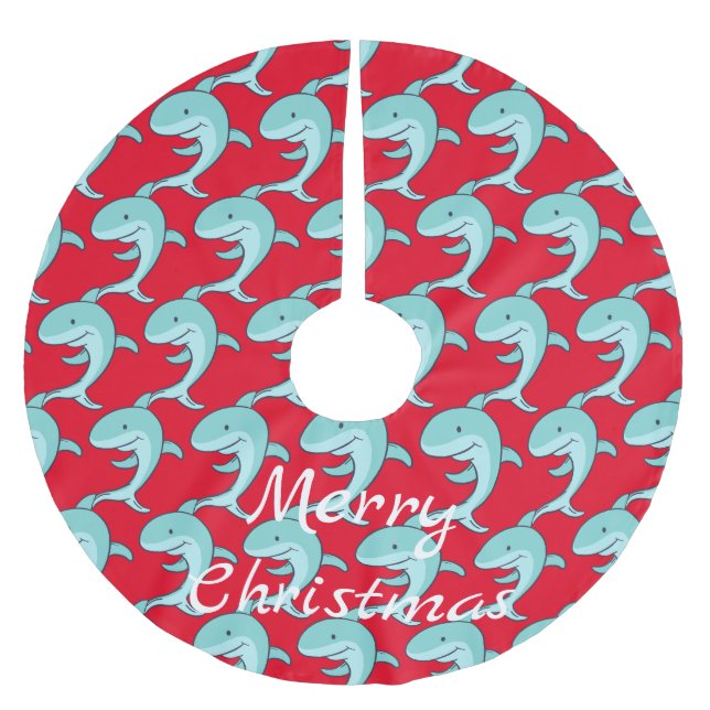 Blue Dolphins Leaping Thunder_Cove Polyester Weihnachtsbaumdecke (Vorderseite)