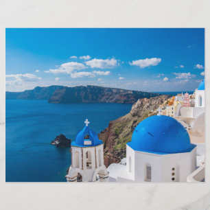 Blue Domes of Santorini Scrapbook Paper