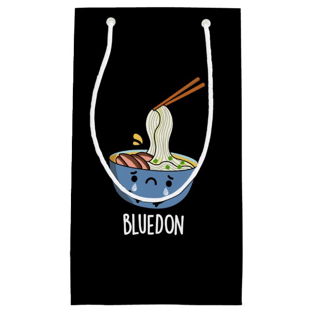 Blue-don Funny Udon Pun Dark BG Kleine Geschenktüte (Vorderseite)