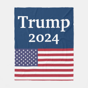 Blue Donald Trump 2024 American Flag Fleecedecke