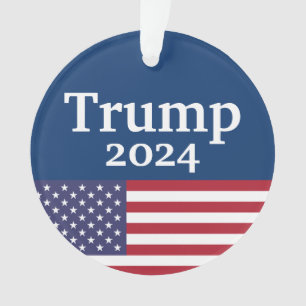 Blue Donald Trump 2024 American Flag Ornament