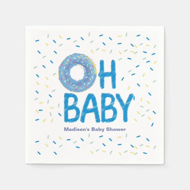 Blue Donut Baby Shower Napkin Serviette (Vorderseite)