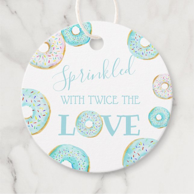Blue Donut Baby Sprinkle Classic Round Sticker Geschenkanhänger (Vorderseite)