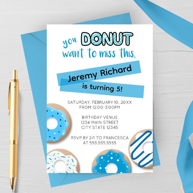 Blue Donut Birthday Invitation Einladung (Von Creator hochgeladen)