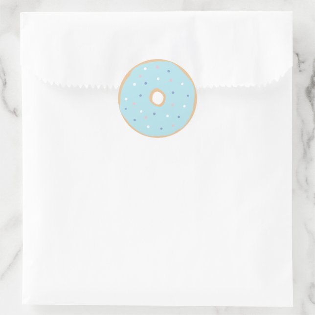 Blue Donut Birthday Party Classic Round Sticker (Tasche)