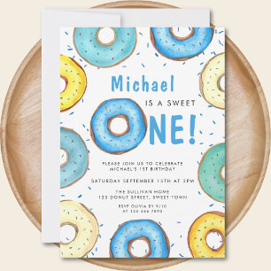 Blue Donut Boys erste Geburtstagsparty Einladung