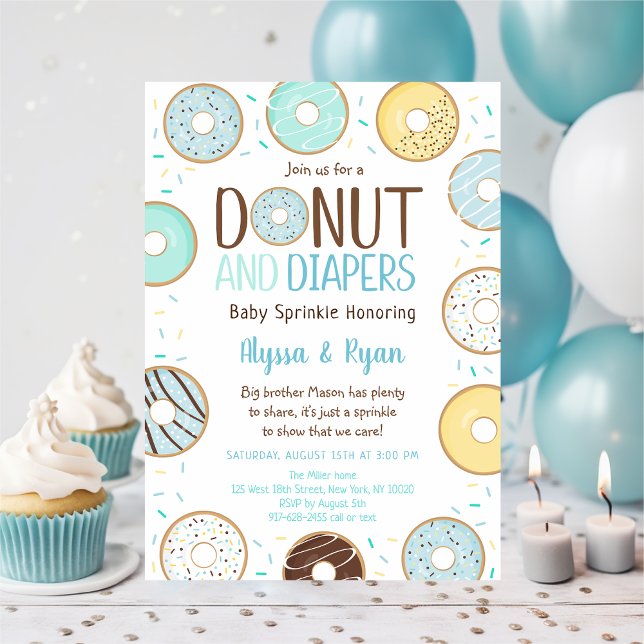Blue Donut & Diapers Baby Sprinkle Einladung (Von Creator hochgeladen)