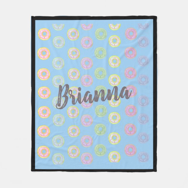 Blue Donut Individuelle Name Medium Fleece Blanket (Vorderseite)