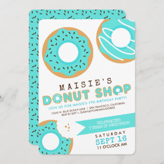 Blue Donut Shop Geburtstagsparty Einladung