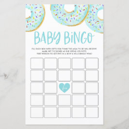 Blue Donuts Baby Dusche Bingo Game Card