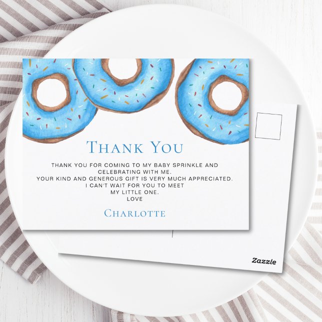 Blue Donuts Baby Sprinkle Danke Postkarte (Von Creator hochgeladen)