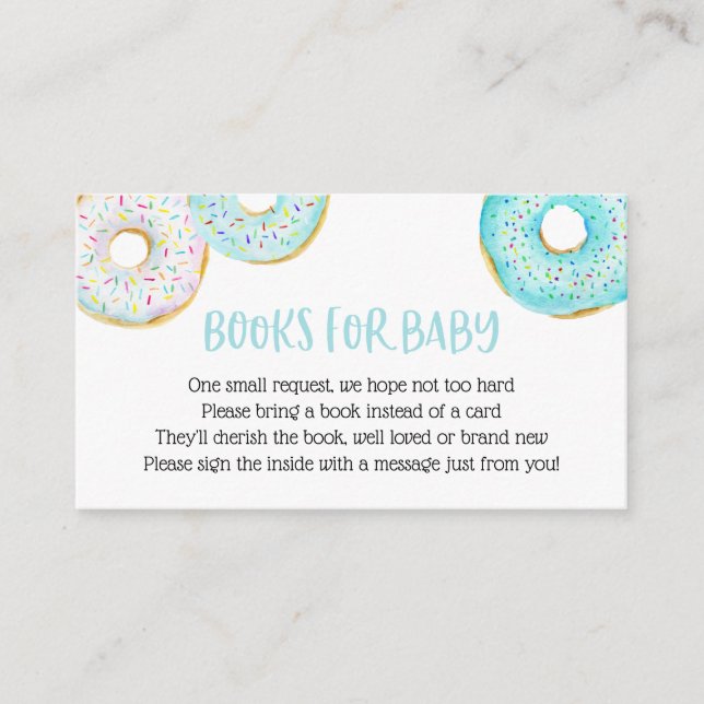Blue Donuts Bücher für die Baby-Beipackkarte Begleitkarte (Vorderseite)