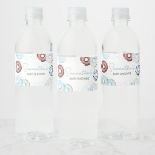 Blue Donuts und Diapers Baby Dusche Wasserflaschenetikett