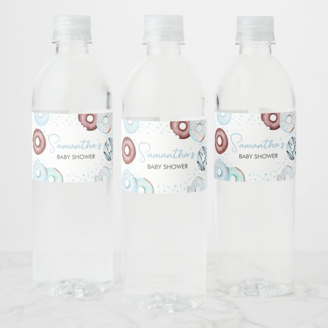 Blue Donuts und Diapers Baby Dusche Wasserflaschenetikett (Flaschen)
