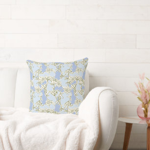 Blue Doodle Floral Kissen
