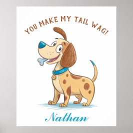 Blue Doodle Playful Pet, Floppy Eared Puppy Dodge  Poster