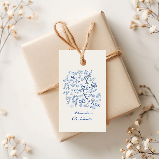 Blue Doodle Tropical Bachelorette Celebration Geschenkanhänger (Von Creator hochgeladen)