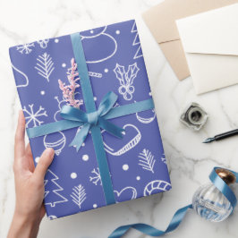 Blue Doodle Weihnachtsmuster - Spaß und Feierlichk Geschenkpapier