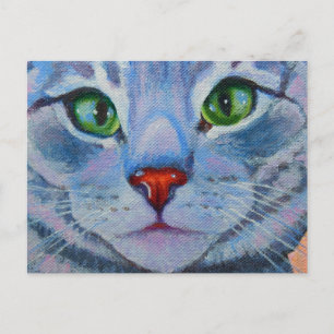 Blue Dora, Gray Tabby Cat Postkarte