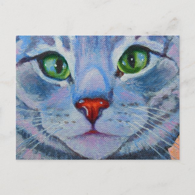 Blue Dora, Gray Tabby Cat Postkarte (Vorderseite)