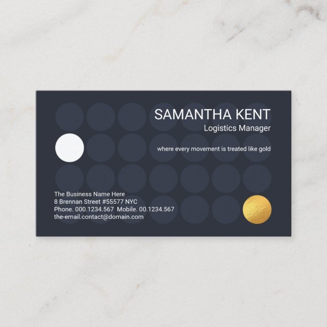 Blue Dot City Moving Gold Cargo Logistic Mover Visitenkarte (Vorderseite)