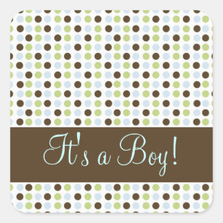 Blue Dot It a Boy Quadratischer Aufkleber