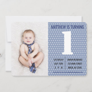 Blue Dot Male Foto Kindergeburtseinladung Einladung