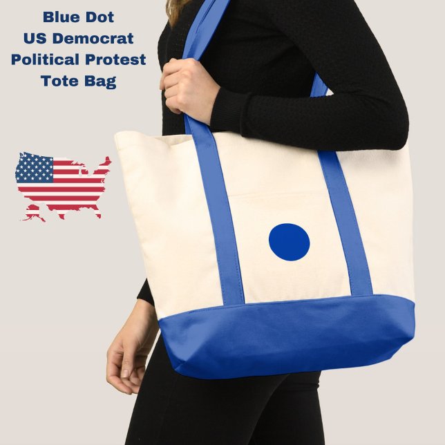 Blue Dot US-Demokrat unterstützt Anti-Trump Tragetasche (Resist with this Blue Dot US Democrat political protest tote bag.)