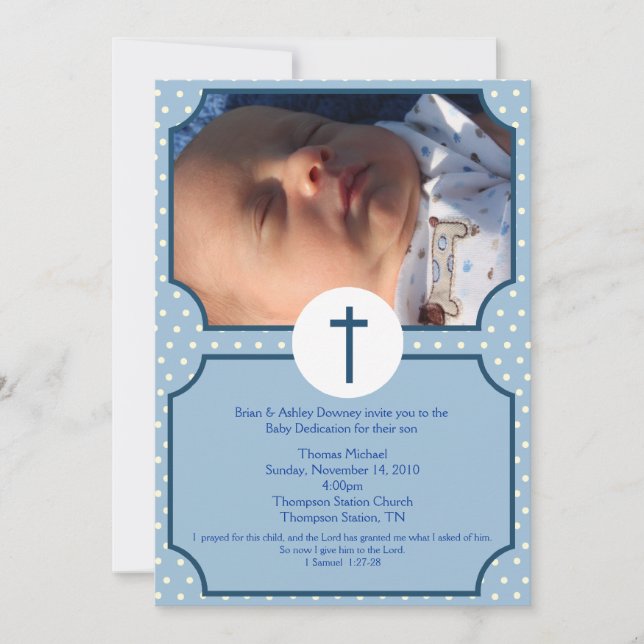 Blue Dots Baptism Baby Dedication 12x18 Einladung (Vorderseite)