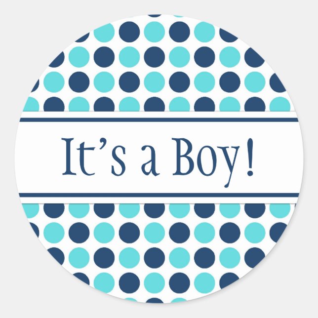 Blue Dots Es ist ein Baby-Aufkleber Runder Aufkleber (Vorderseite)