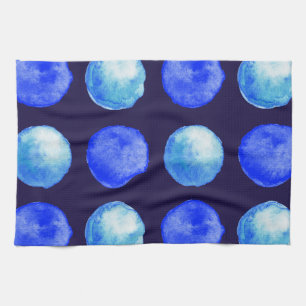 Blue Dots Trendy Watercolor Cerulean Indigo Küchentuch