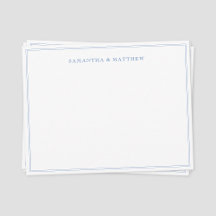 Blue Double Border Couture Note Card