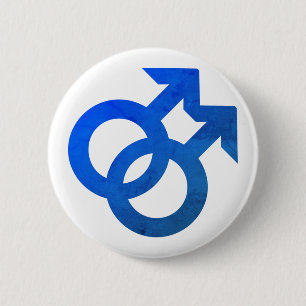 Blue Double Male Symbol Button