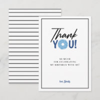 Blue Doughnut Theme Party Danke Card