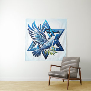 Blue Dove und Star von David Peace Wandteppich