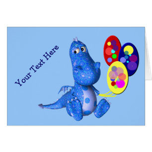 Blue Dragon and Balloons Card