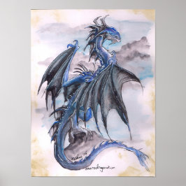 Blue Dragon - Aquarellfarben Poster