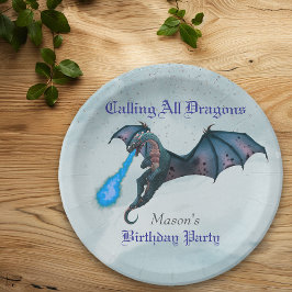 Blue Dragon Birthday Party Pappteller