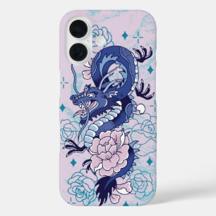 Blue Dragon Blossom - Mythisches Bläschen iPhone 16 Hülle
