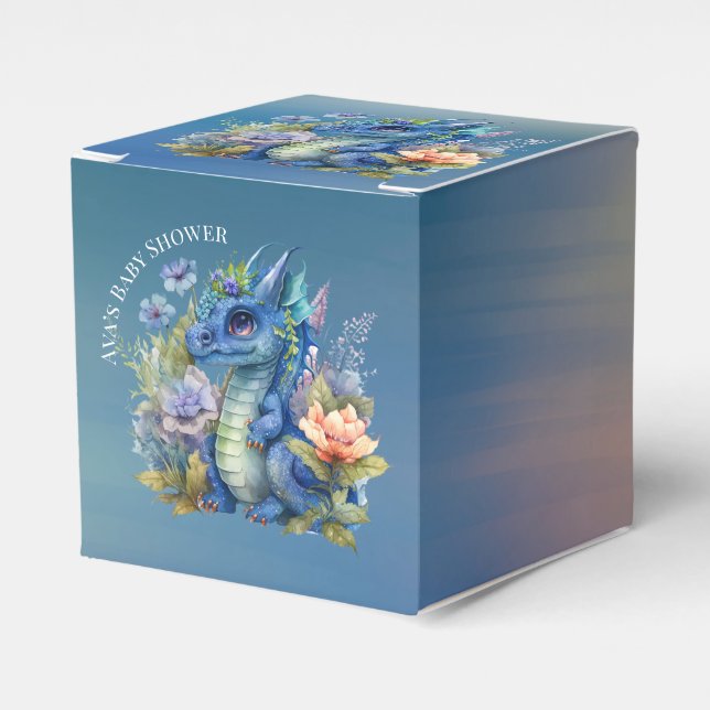 Blue Dragon Boy Baby Dusche Geschenkschachtel (Vorderseite)