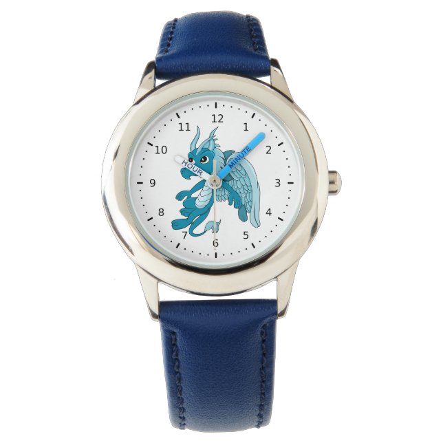 Blue Dragon Cartoon Armbanduhr (Vorderseite)