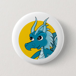 Blue Dragon Cartoon Button